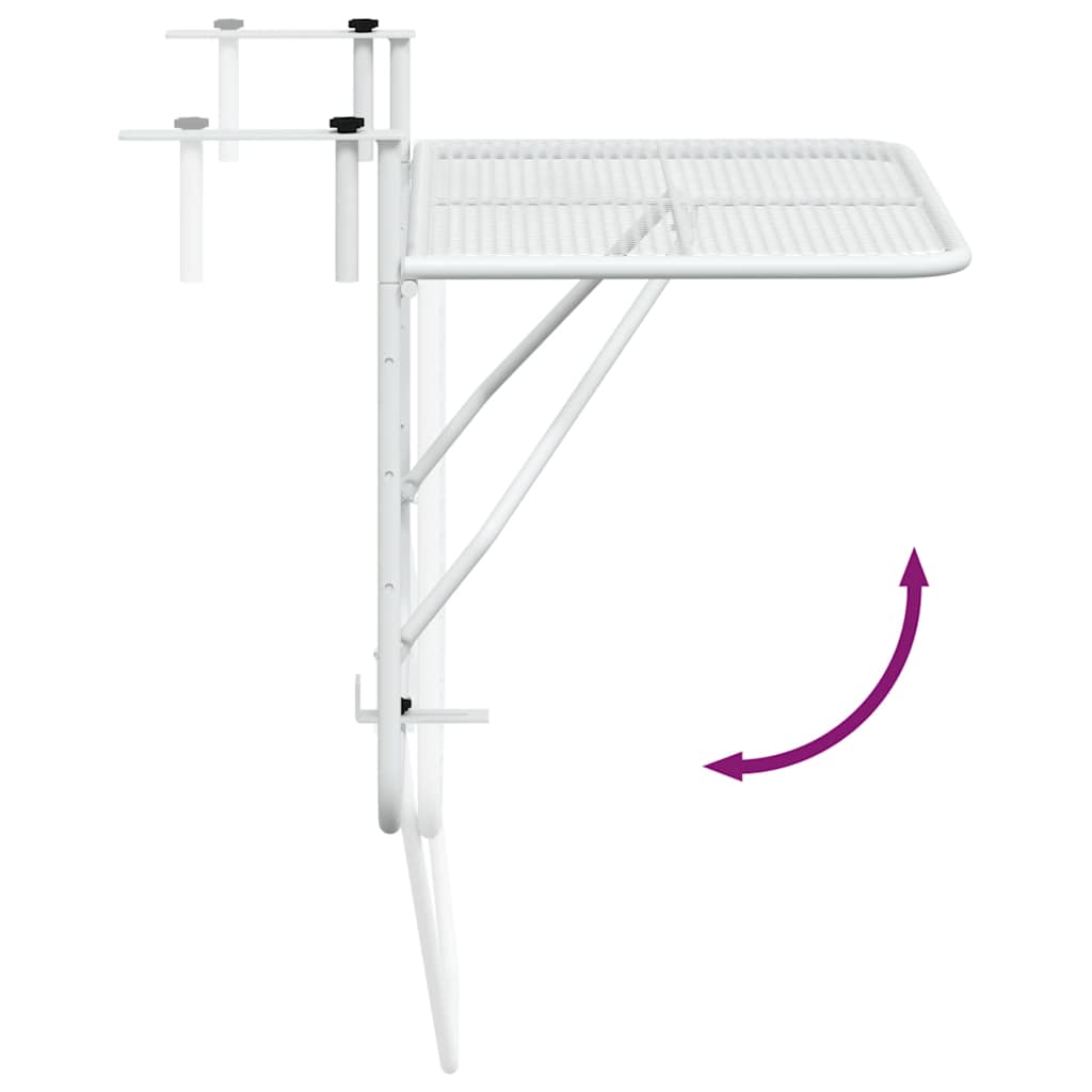Tavolo da Balcone Bianco 60x40 cm in Acciaio