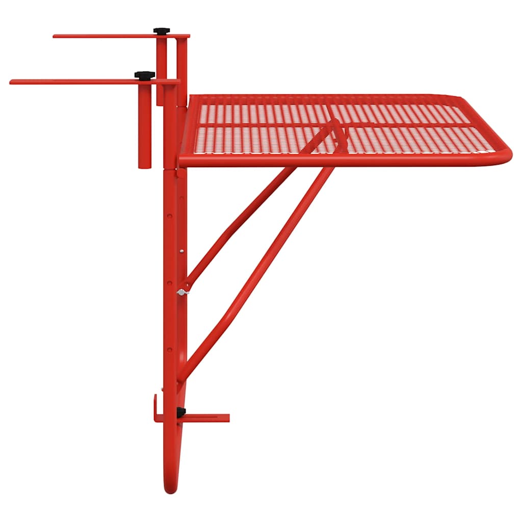 Tavolo da Balcone Rosso 60x40 cm in Acciaio