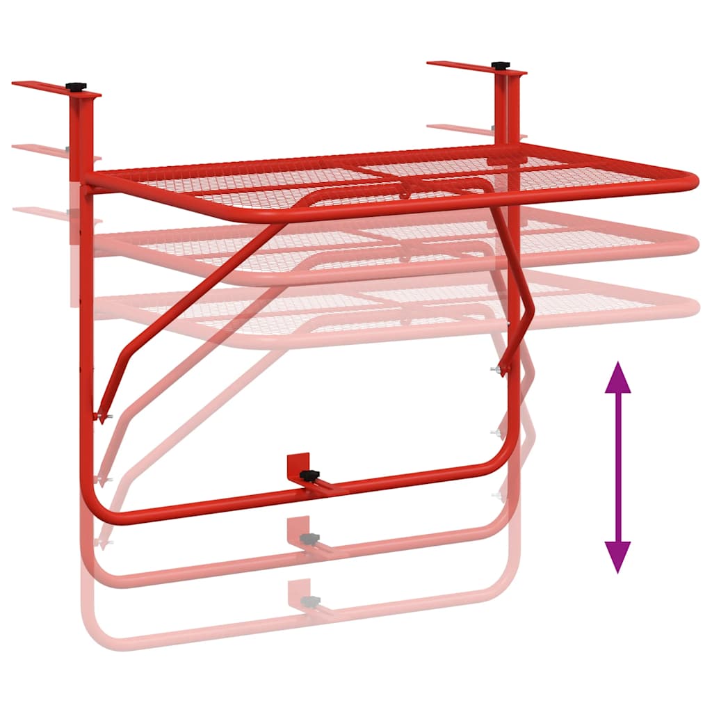 Tavolo da Balcone Rosso 60x40 cm in Acciaio | homemem39