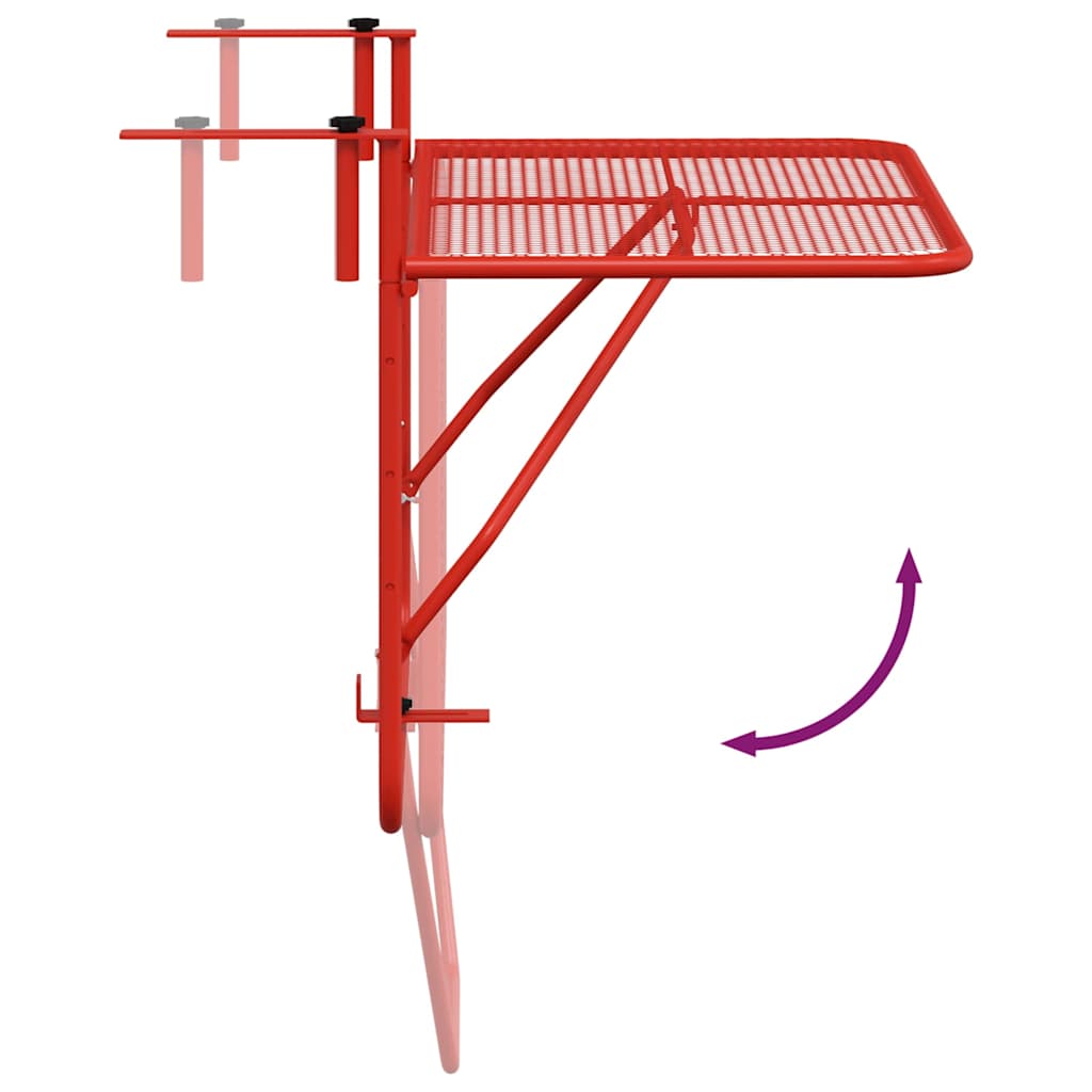 Tavolo da Balcone Rosso 60x40 cm in Acciaio | homemem39