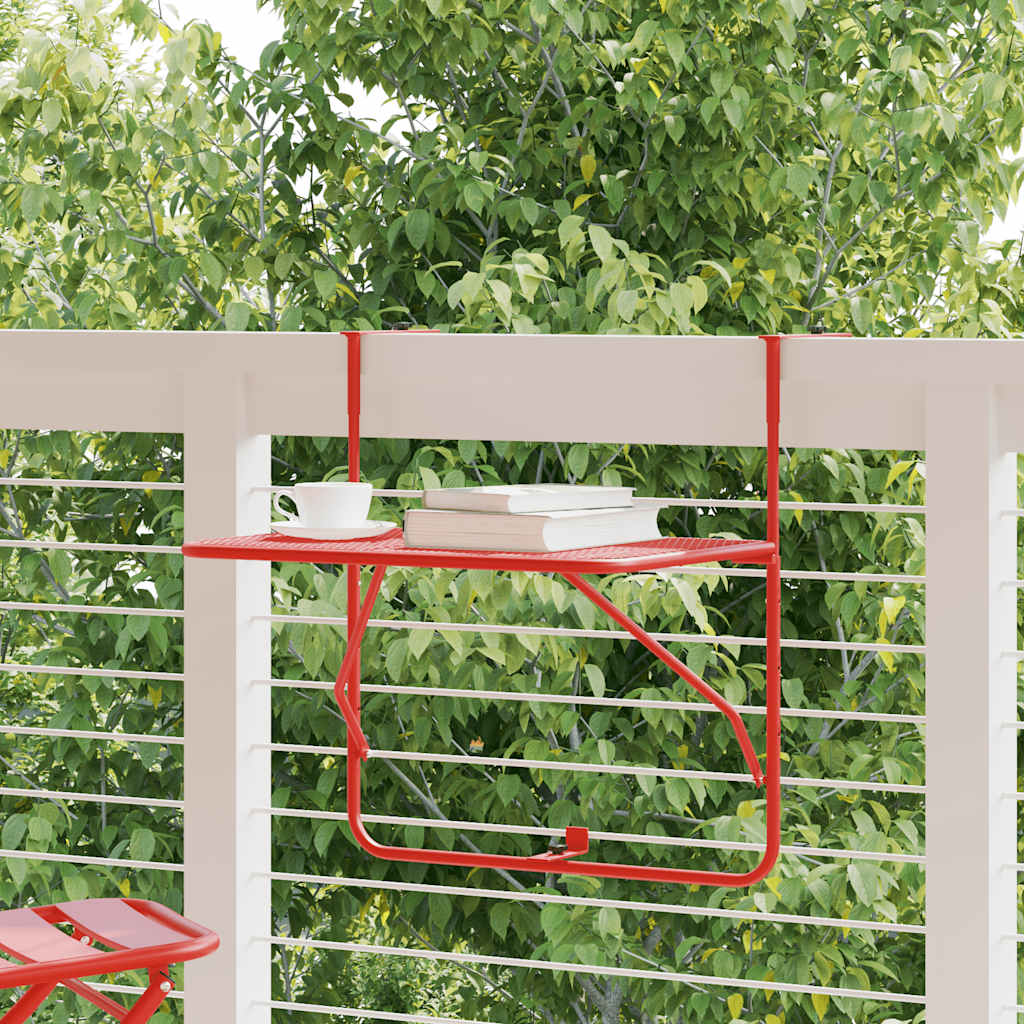 Tavolo da Balcone Rosso 60x40 cm in Acciaio | homemem39