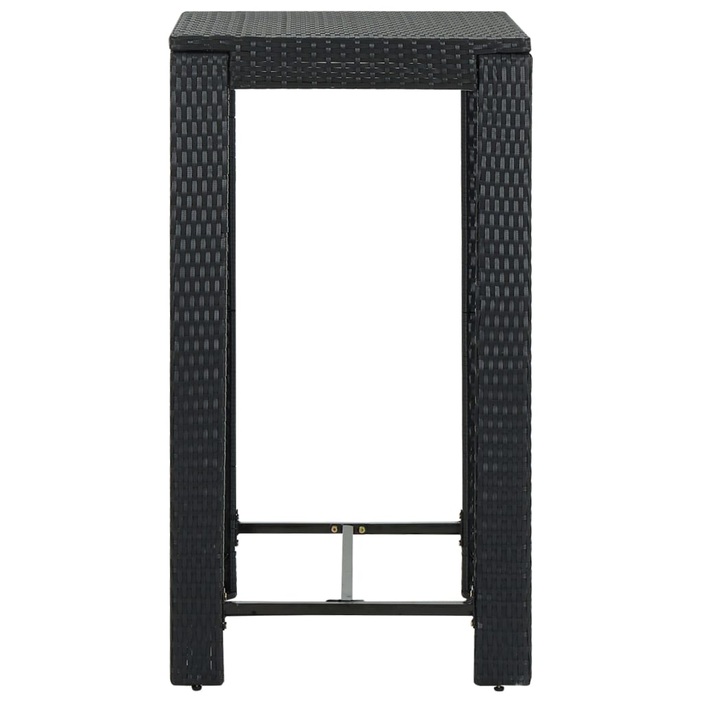 Set Bar da Giardino 3 pz con Cuscini Polyrattan Nero