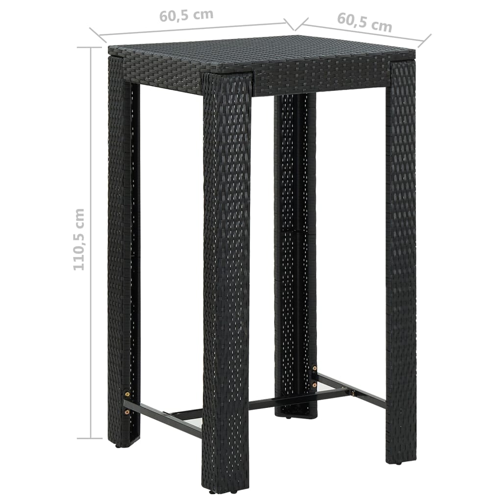 Set Bar da Giardino 5 pz con Cuscini Polyrattan Nero | homemem39