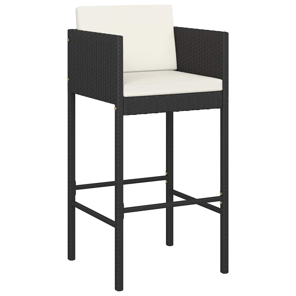 Set Bar da Giardino 5 pz con Cuscini in Polyrattan Nero | homemem39