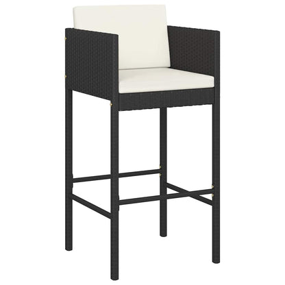 Set Bar da Giardino 5 pz con Cuscini in Polyrattan Nero | homemem39