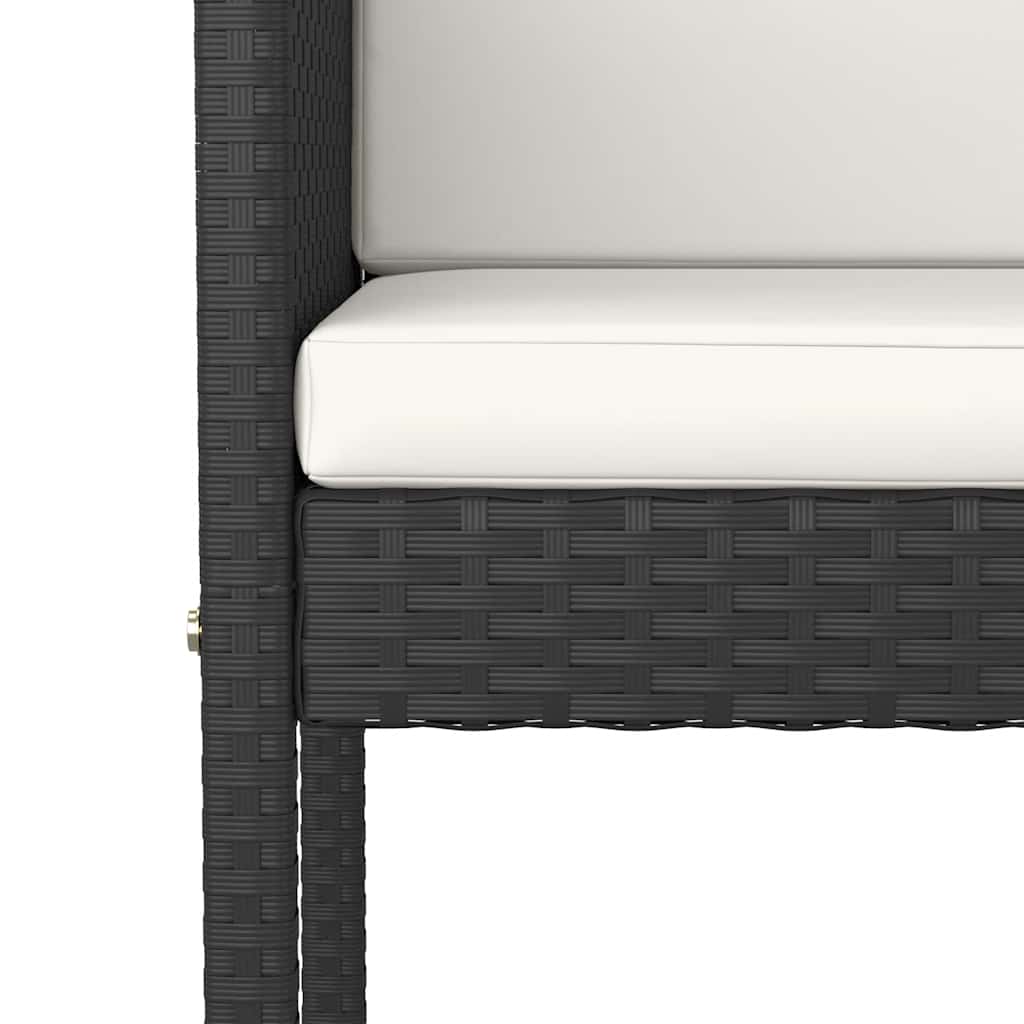 Set Bar da Giardino 5 pz con Cuscini in Polyrattan Nero | homemem39