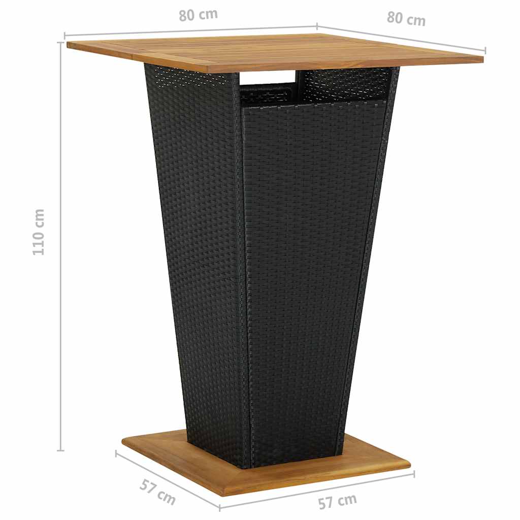 Set Bar da Giardino 5 pz con Cuscini in Polyrattan Nero | homemem39