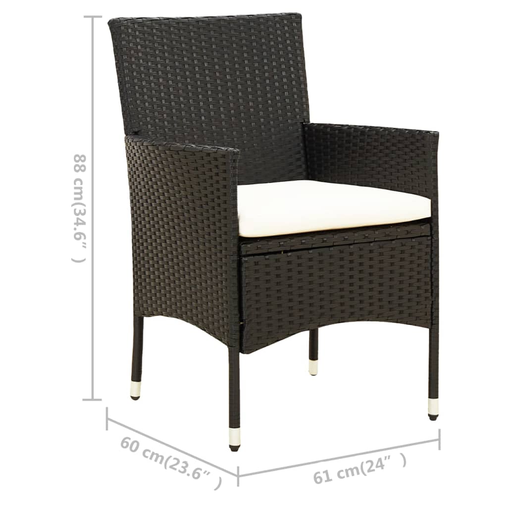 Set da Pranzo da Giardino 5 pz con Cuscini in Polyrattan Nero - homemem39