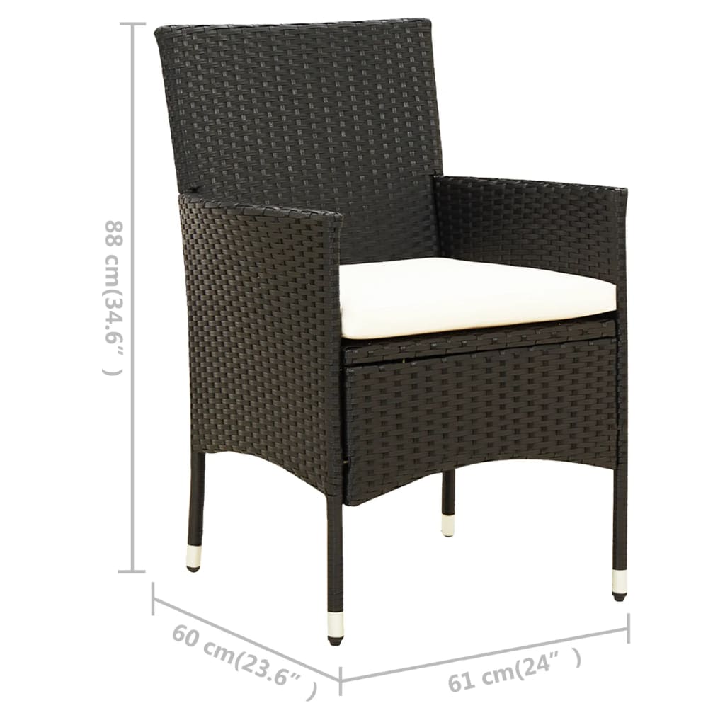 Set da Pranzo da Giardino 7 pz con Cuscini in Polyrattan Nero - homemem39