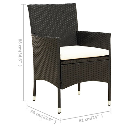 Set da Pranzo da Giardino 7 pz con Cuscini in Polyrattan Nero - homemem39