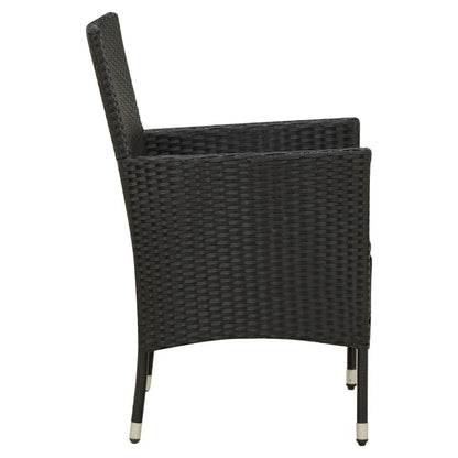 Set da Pranzo da Giardino 5 pz con Cuscini in Polyrattan Nero | homemem39