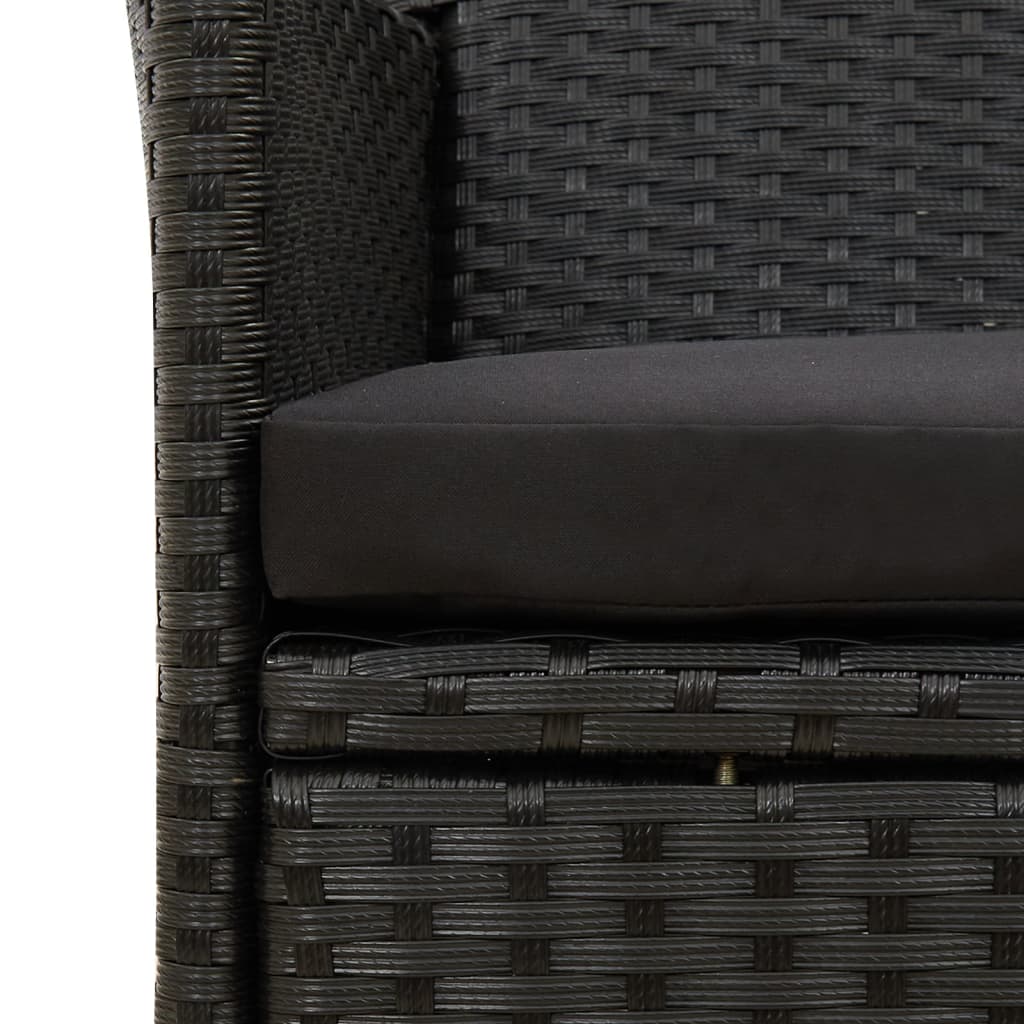 Set da Pranzo da Giardino 5 pz con Cuscini in Polyrattan Nero | homemem39