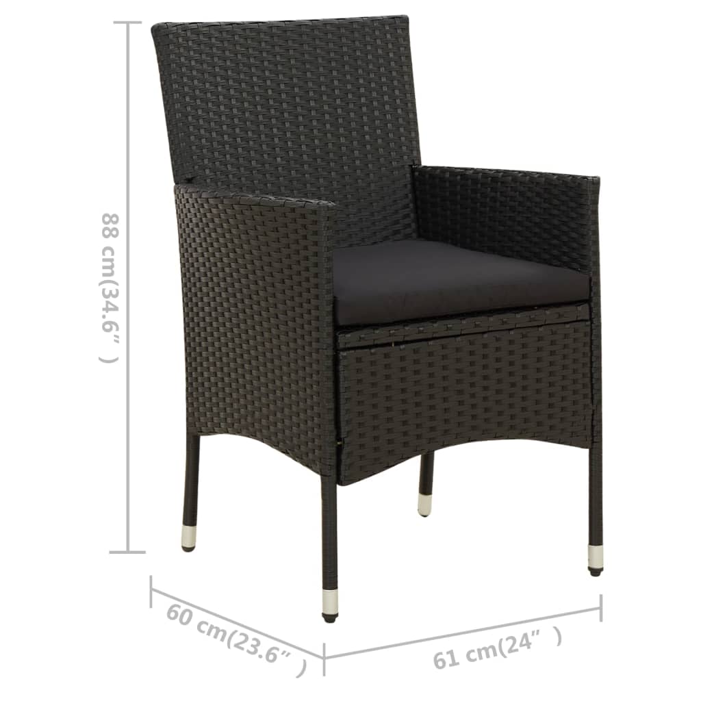 Set da Pranzo da Giardino 5 pz con Cuscini in Polyrattan Nero | homemem39