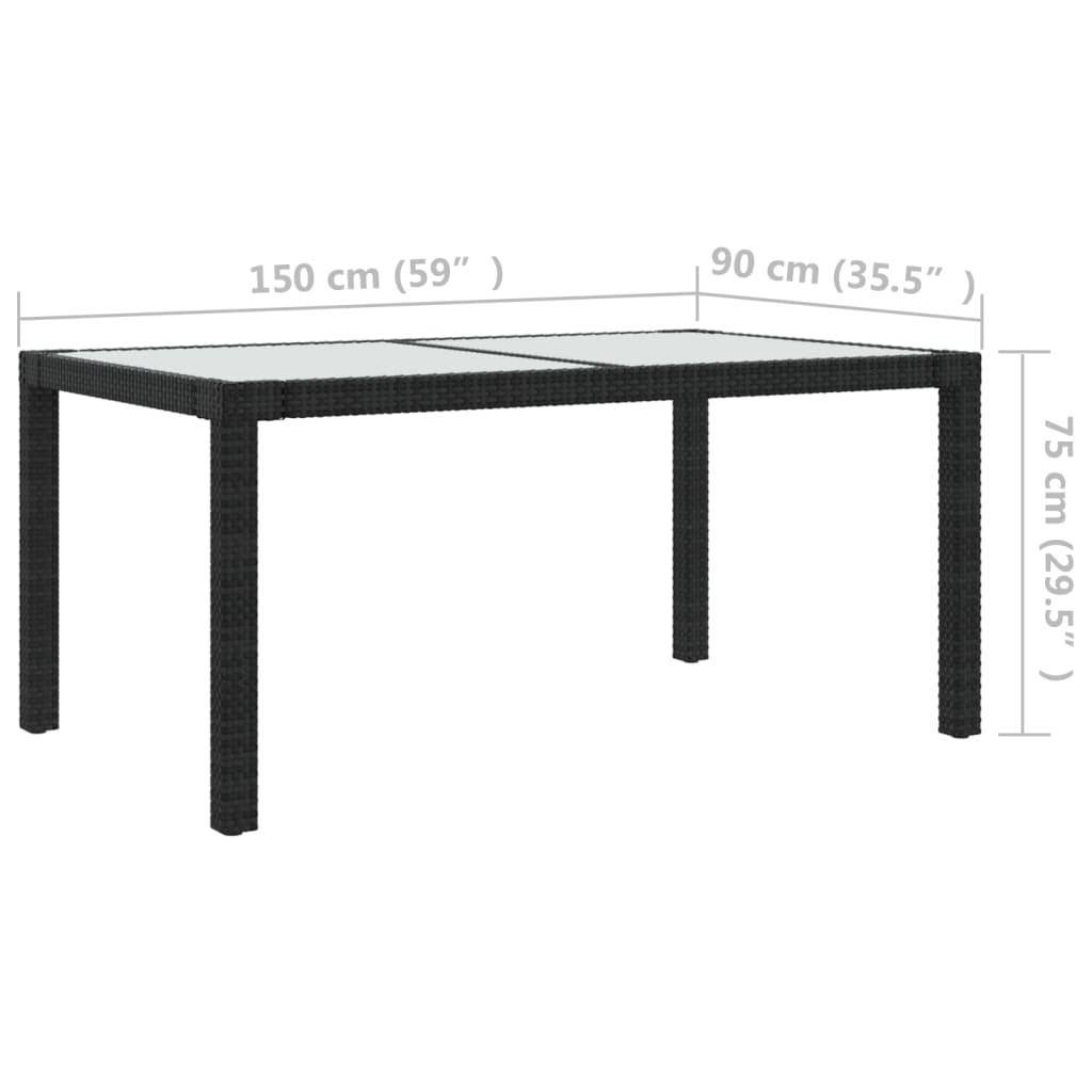 Set da Pranzo da Giardino 5 pz con Cuscini in Polyrattan Nero | homemem39