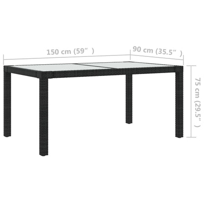 Set da Pranzo da Giardino 5 pz con Cuscini in Polyrattan Nero | homemem39