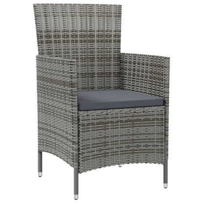 Set da Pranzo per Esterni 7 pz con Cuscini in Polyrattan Grigio | homemem39