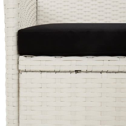3-piece Garden Furniture Set with White Polyrattan Cushions
