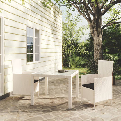 3-piece Garden Furniture Set with White Polyrattan Cushions