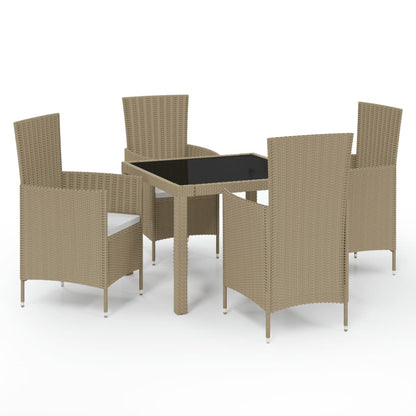 Set Mobili da Pranzo Giardino 5 pz con Cuscini Polyrattan Beige | homemem39