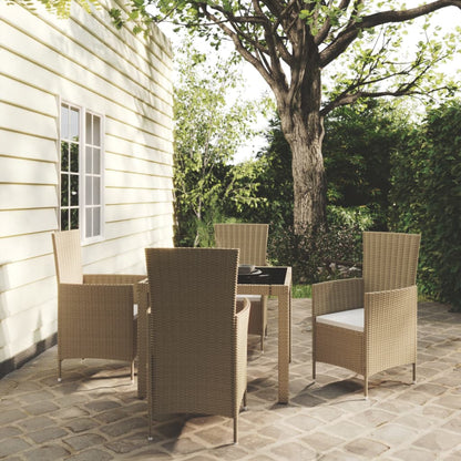 Set Mobili da Pranzo Giardino 5 pz con Cuscini Polyrattan Beige | homemem39