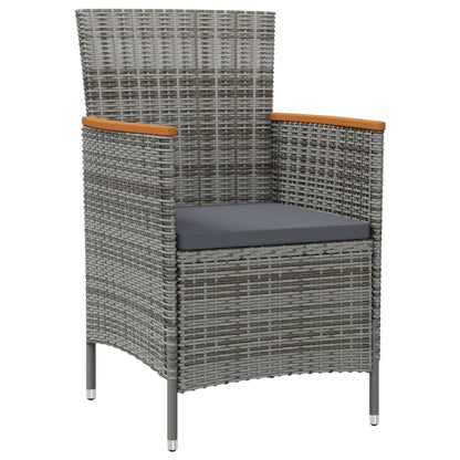 Set da Pranzo per Esterni 7 pz con Cuscini in Polyrattan Grigio | homemem39