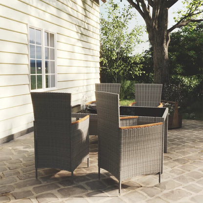 Set da Pranzo da Esterno 5 pz con Cuscini in Polyrattan Grigio | homemem39