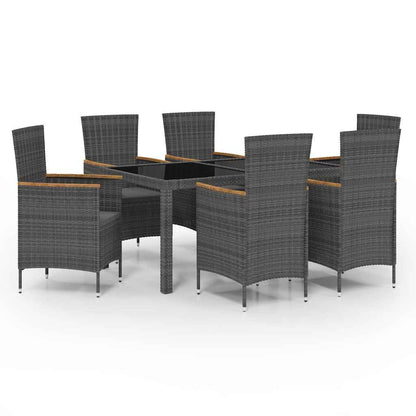Set da Giardino 7 pz con Cuscini in Polyrattan Nero e Grigio | homemem39