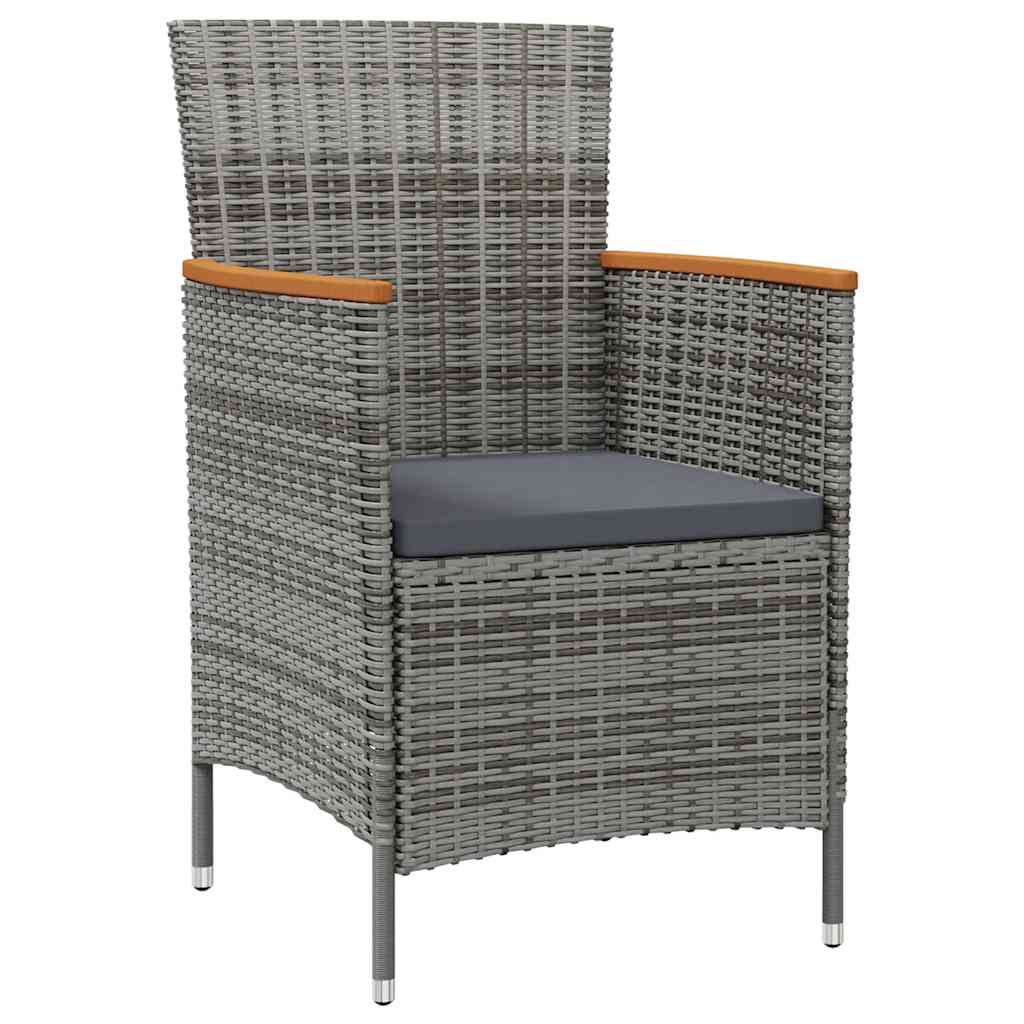 Set da Giardino 7 pz con Cuscini in Polyrattan Nero e Grigio | homemem39