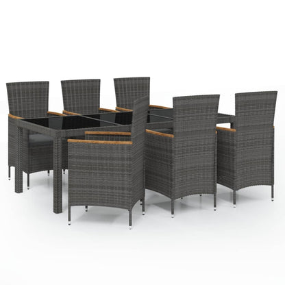 Set da Giardino 7 pz con Cuscini in Polyrattan Nero e Grigio | homemem39