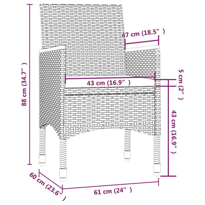 Set da Giardino 7 pz con Cuscini in Polyrattan Nero e Grigio | homemem39