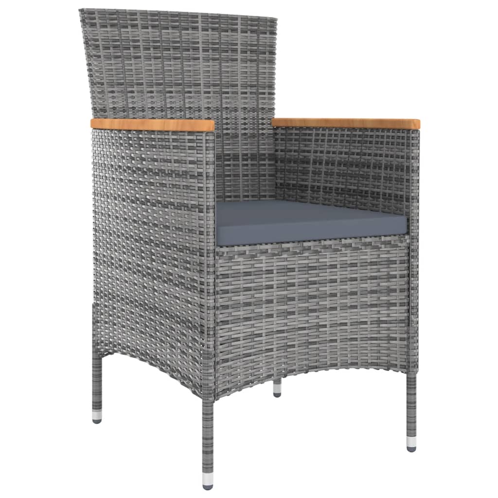 Set da Pranzo da Esterno 9 pz con Cuscini in Polyrattan Grigio | homemem39
