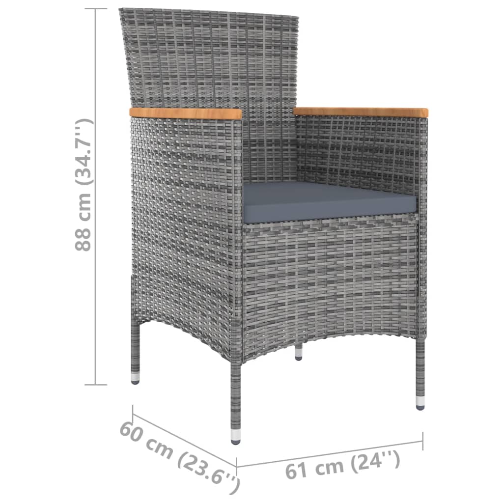 Set da Pranzo da Esterno 9 pz con Cuscini in Polyrattan Grigio | homemem39