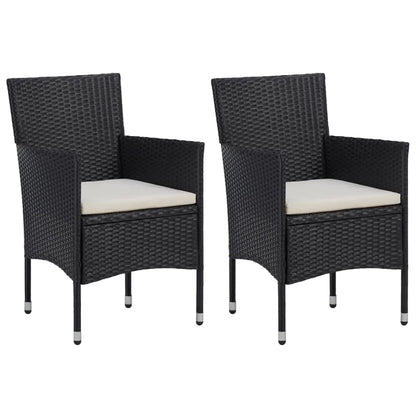 Set da Pranzo da Giardino 3 pz con Cuscini in Polyrattan Nero - homemem39