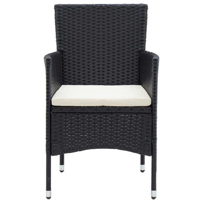 Set da Pranzo da Giardino 7 pz Nero con Cuscini in Polyrattan