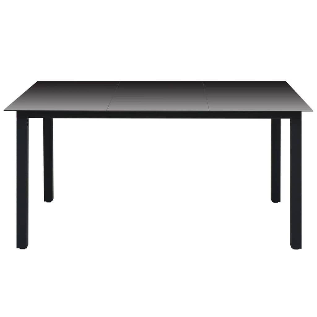 Set da Pranzo da Giardino 7 pz Nero con Cuscini in Polyrattan