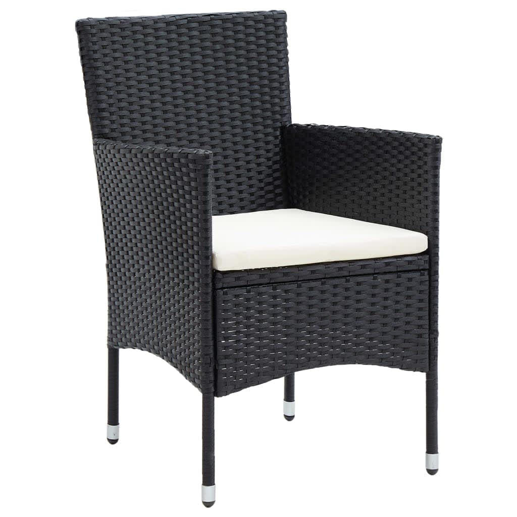 Set da Pranzo da Giardino 7 pz Nero con Cuscini in Polyrattan - homemem39