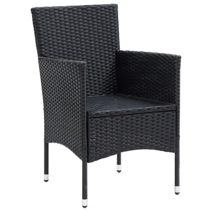Set da Pranzo da Giardino 9 pz con Cuscini Nero in Polyrattan | homemem39
