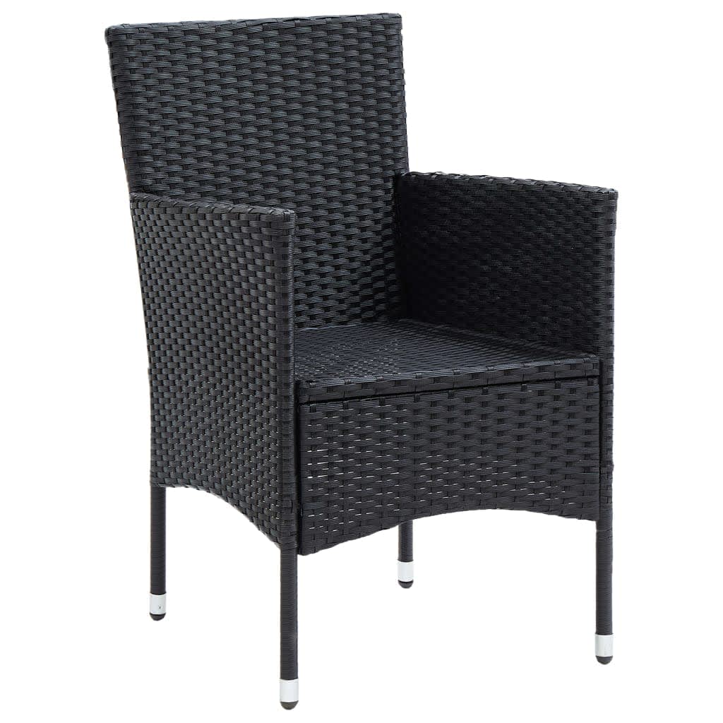 Set da Pranzo da Giardino 9 pz con Cuscini Nero in Polyrattan - homemem39