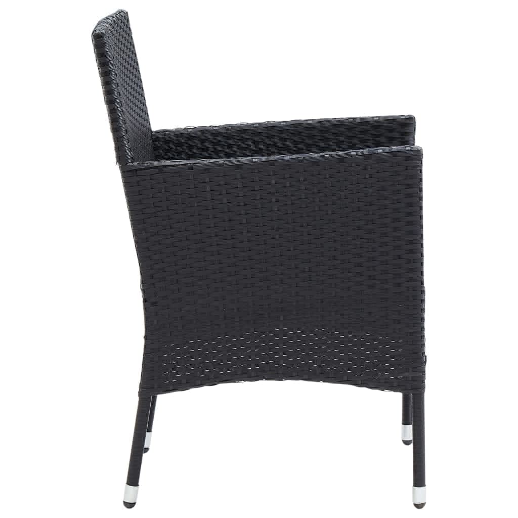 Set da Pranzo da Giardino 9 pz con Cuscini Nero in Polyrattan | homemem39