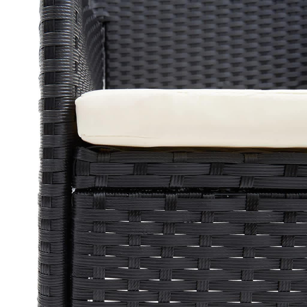 Set da Pranzo da Giardino 9 pz con Cuscini Nero in Polyrattan | homemem39