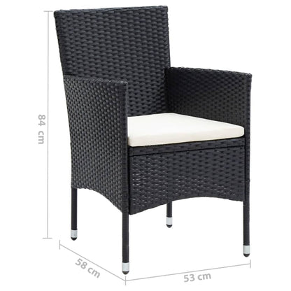 Set da Pranzo da Giardino 9 pz con Cuscini Nero in Polyrattan - homemem39