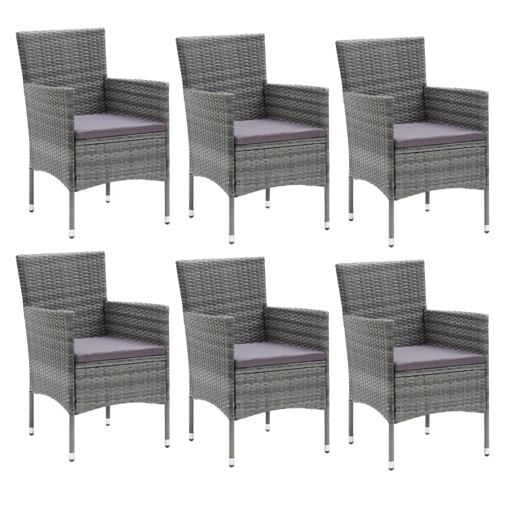 Set da Pranzo da Giardino 7 pz con Cuscini in Polyrattan Grigio - homemem39