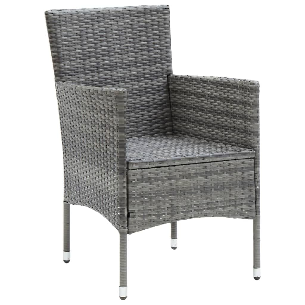 Set da Pranzo da Giardino 7 pz con Cuscini in Polyrattan Grigio - homemem39