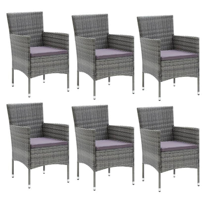 Set da Pranzo da Giardino 7 pz con Cuscini in Polyrattan Grigio | homemem39