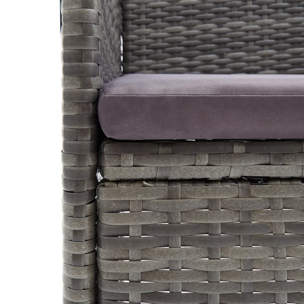 Set Pranzo da Giardino 9 pz con Cuscini in Polyrattan Grigio | homemem39
