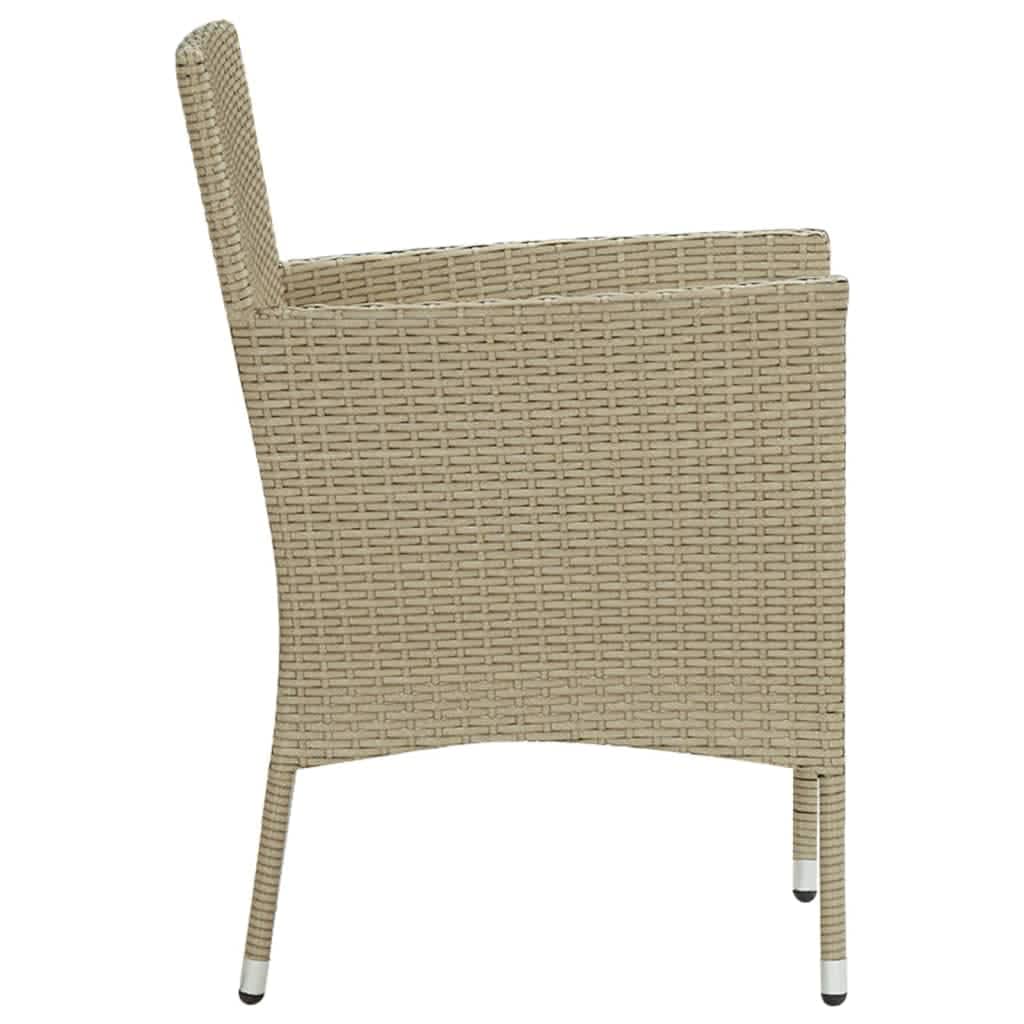 Set da Pranzo da Giardino 3 pz con Cuscini in Polyrattan Beige - homemem39