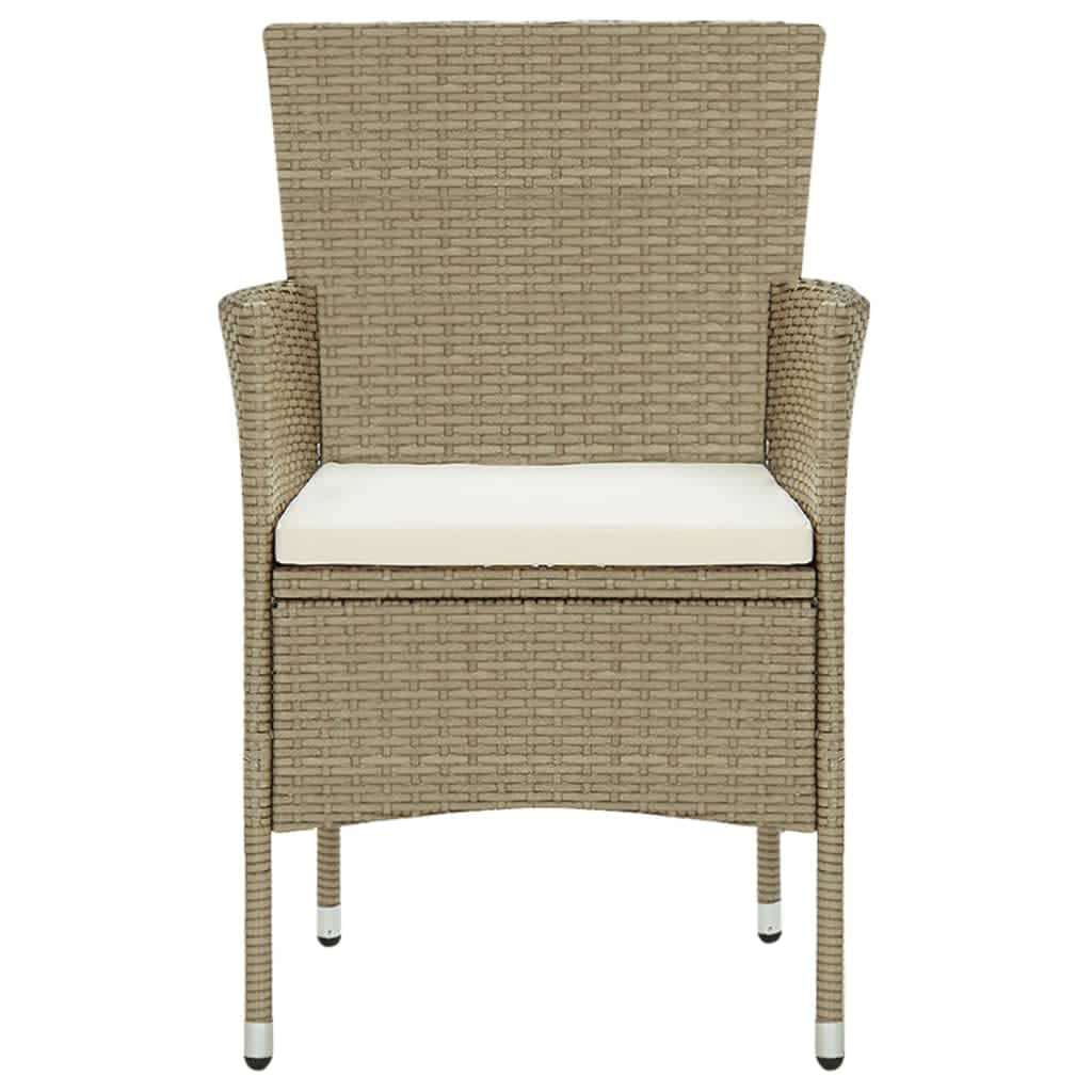 Set Pranzo da Giardino 5 pz con Cuscini in Polyrattan Beige - homemem39