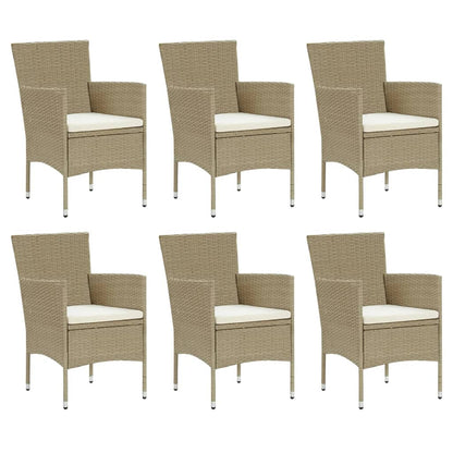 Set da Pranzo da Giardino 7 pz con Cuscini in Polyrattan Beige | homemem39