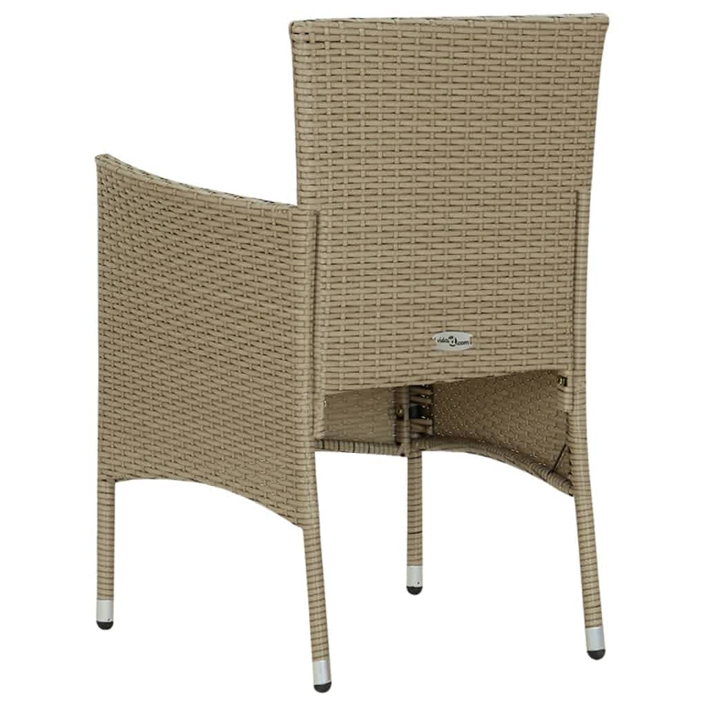 Set da Pranzo da Giardino 7 pz con Cuscini in Polyrattan Beige | homemem39
