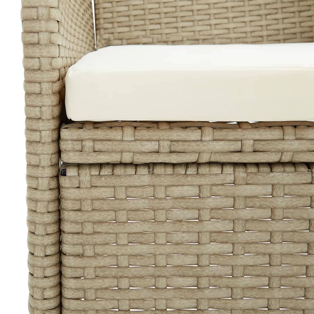 Set da Pranzo da Giardino 7 pz con Cuscini in Polyrattan Beige | homemem39